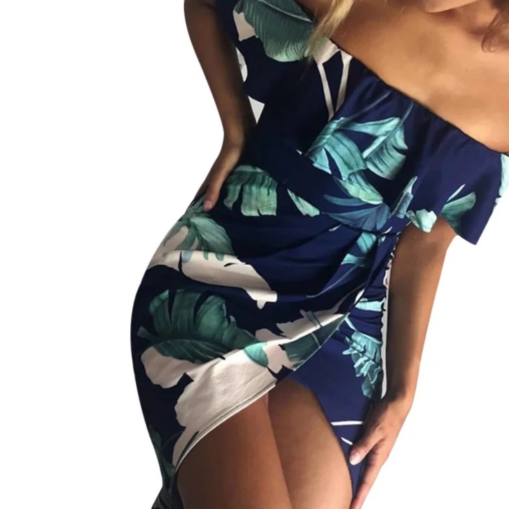 "Leilani" Off-Shoulder Flounce Floral Dress